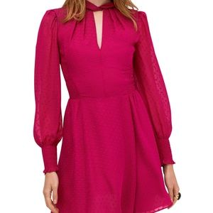 Kate Spade Magenta Pink Smocked Silk Dress